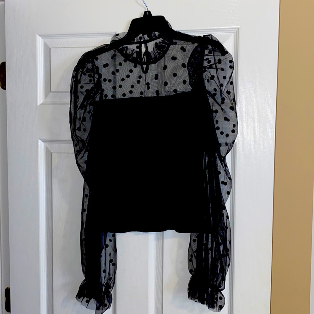 SHEIN black polka dot blouse